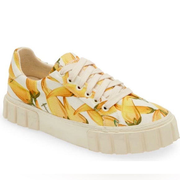 Farm Rio NIB off-white Platform Sneakers With Yellow Peppers Size 9 - Picture 5 of 8